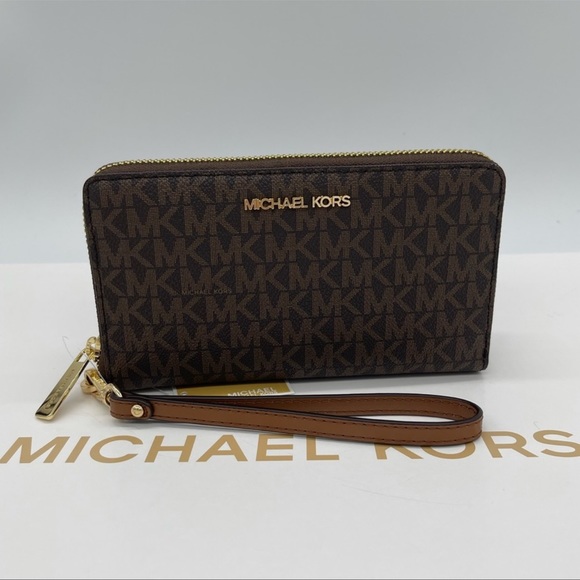 Michael Kors Md ZA Phone Holder Wallet Brown - Picture 2 of 11